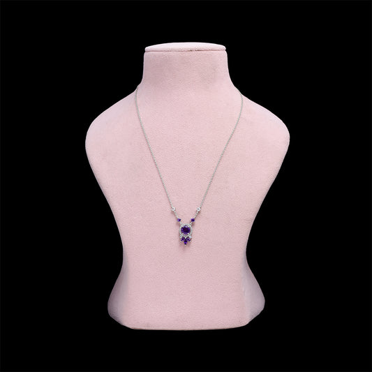 Naszyjnik ze srebra próby 925 z marokańskim ametystem i białym topazem