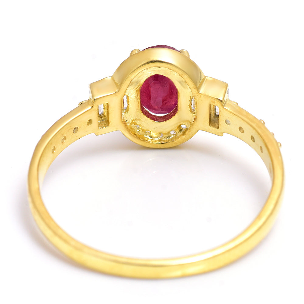 Pierścionek srebrny pozłacany z malgaskim rubinem i białym topazem 4 