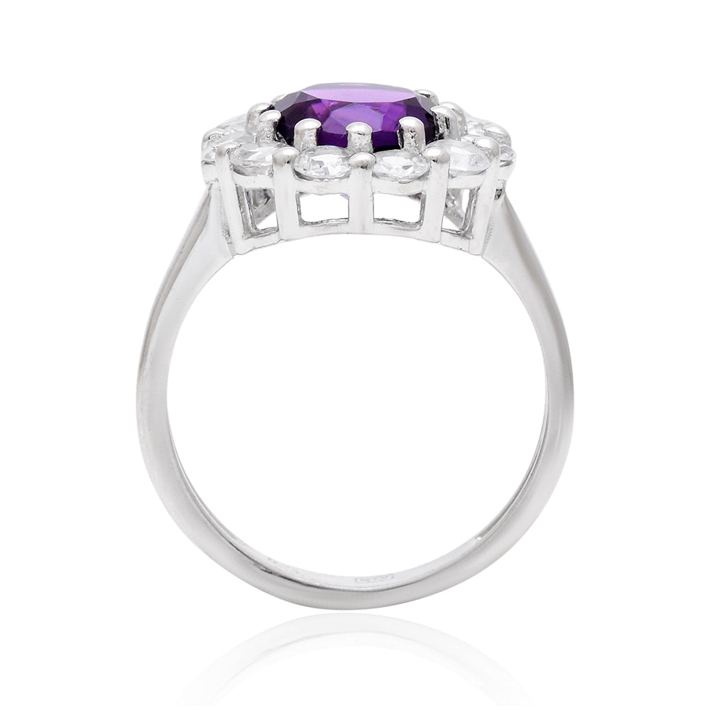 Pierścionek ze srebra próby 925 z marokańskim ametystem i białym topazem