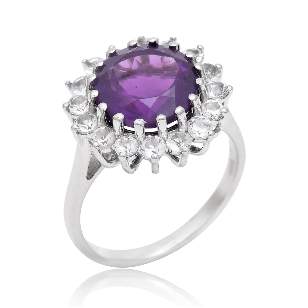 Pierścionek ze srebra próby 925 z marokańskim ametystem i białym topazem