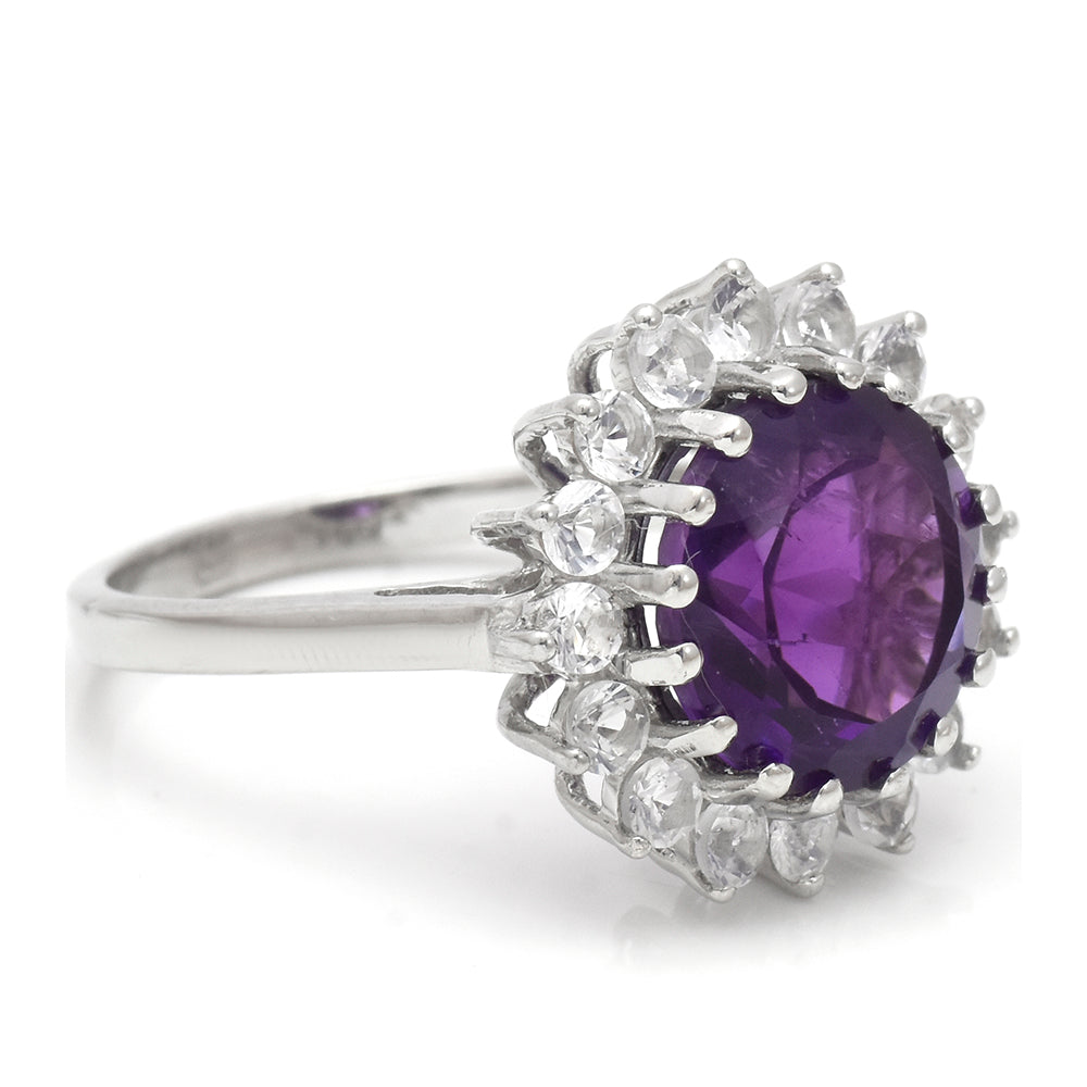 Pierścionek ze srebra próby 925 z marokańskim ametystem i białym topazem 3 