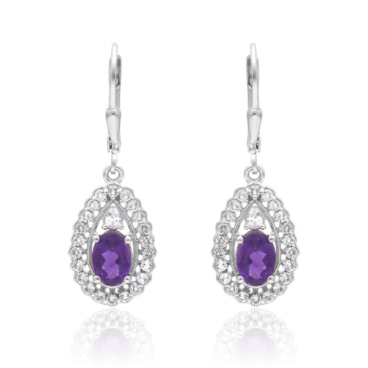Kolczyki ze srebra próbe 925 z marokańskim ametystem i białym topazem