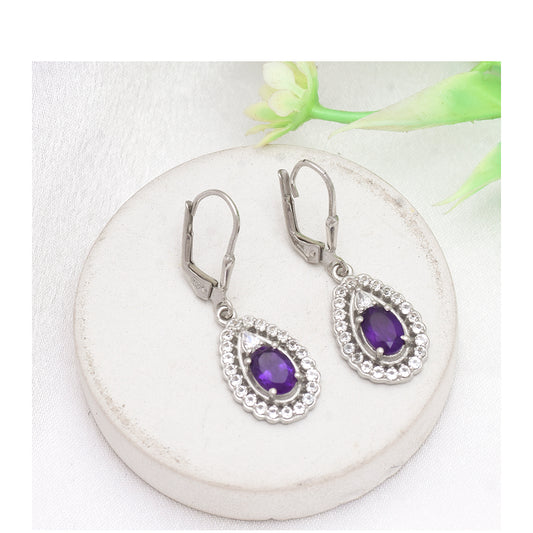 Kolczyki ze srebra próbe 925 z marokańskim ametystem i białym topazem