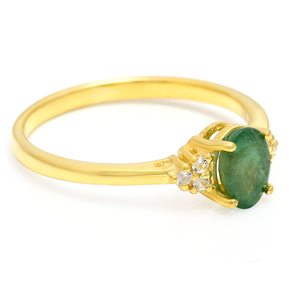 Pierścionek srebrny pozłacany z brazylijskim szmaragdem 2 