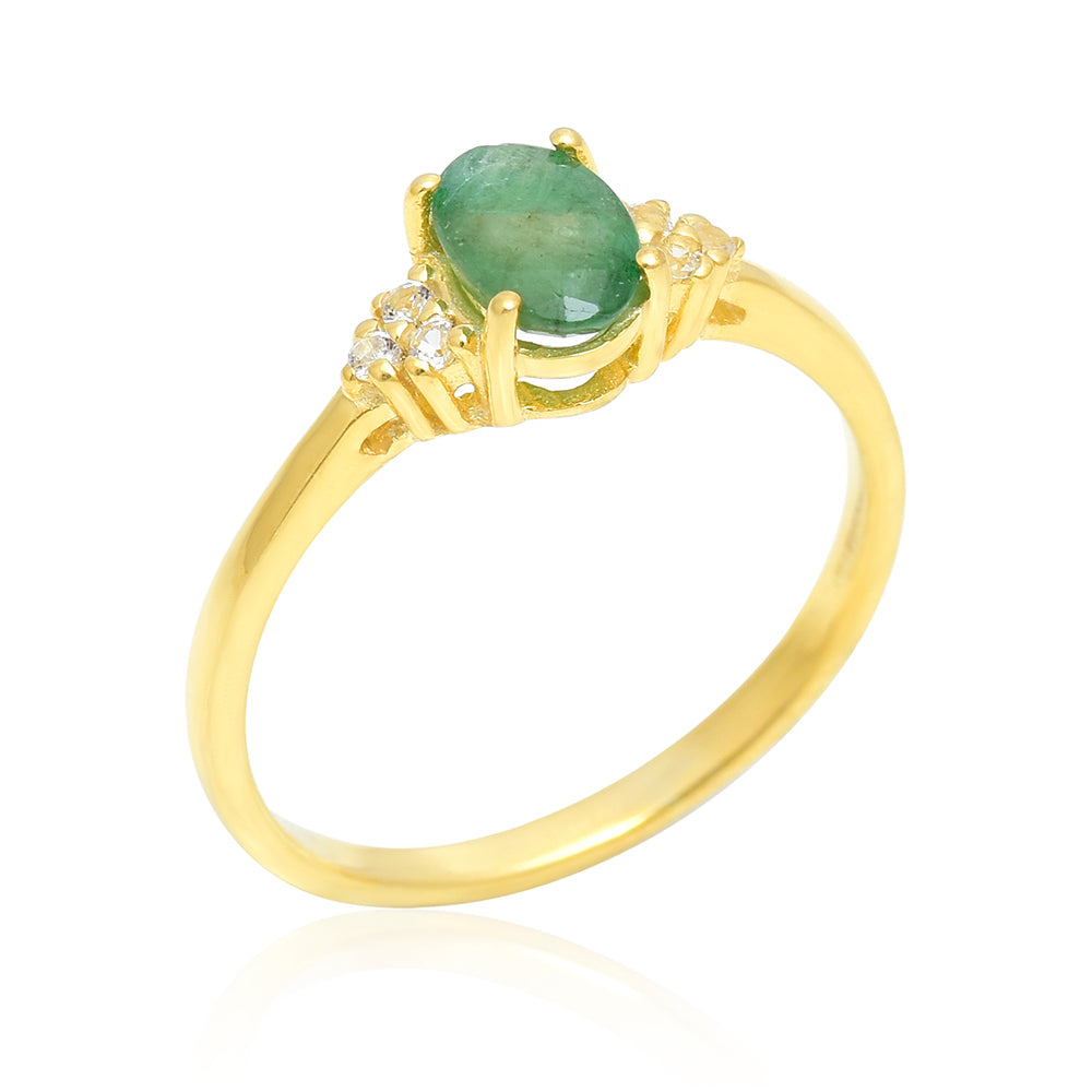 Pierścionek srebrny pozłacany z brazylijskim szmaragdem 3 