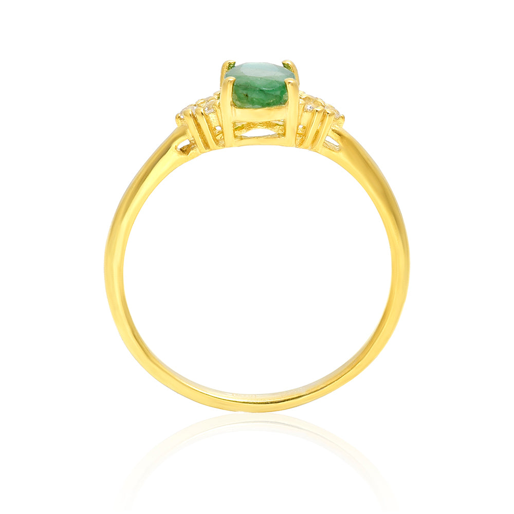 Pierścionek srebrny pozłacany z brazylijskim szmaragdem 4 