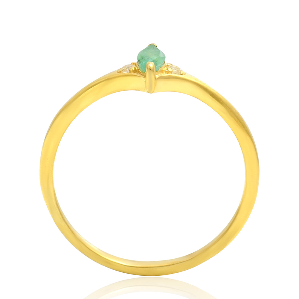 Pierścionek srebrny pozłacany z brazylijskim szmaragdem i białym topazem