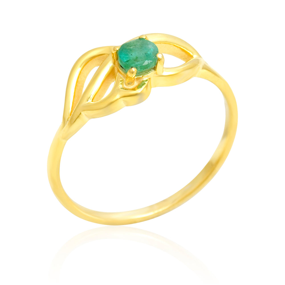 Pierścionek srebrny pozłacany z brazylijskim szmaragdem 6 