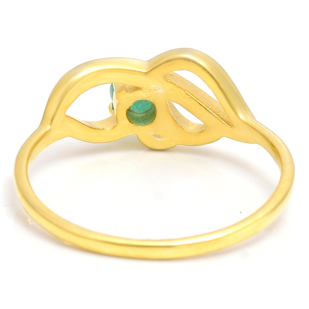 Pierścionek srebrny pozłacany z brazylijskim szmaragdem