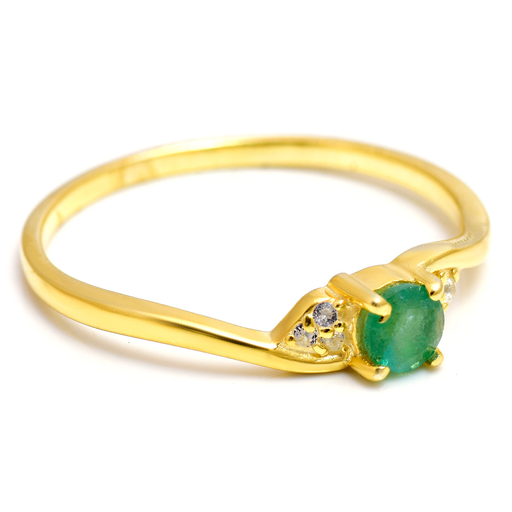 Pierścionek srebrny pozłacany z brazylijskim szmaragdem i białym topazem 2 