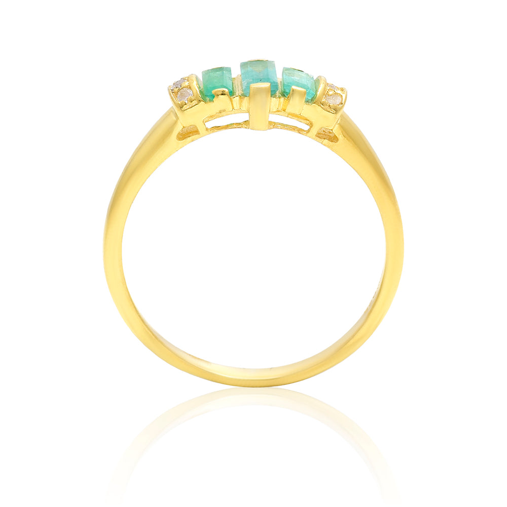 Pierścionek srebrny pozłacany z brazylijskim szmaragdem i białym topazem 7 