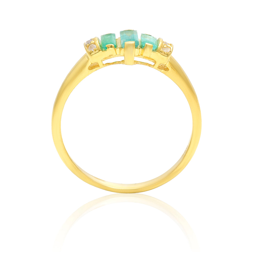 Pierścionek srebrny pozłacany z brazylijskim szmaragdem i białym topazem