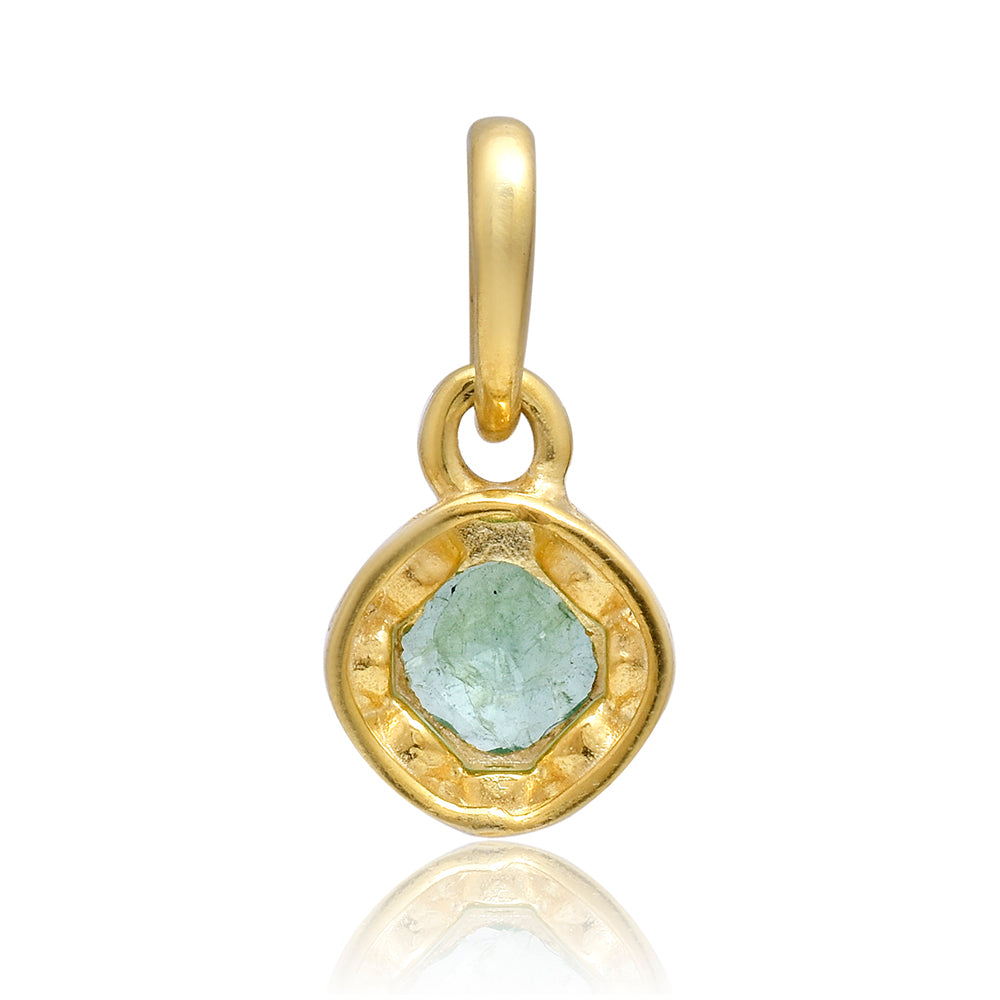 Zawieszka srebrna pozłacana z brazylijskim szmaragdem i białym topazem