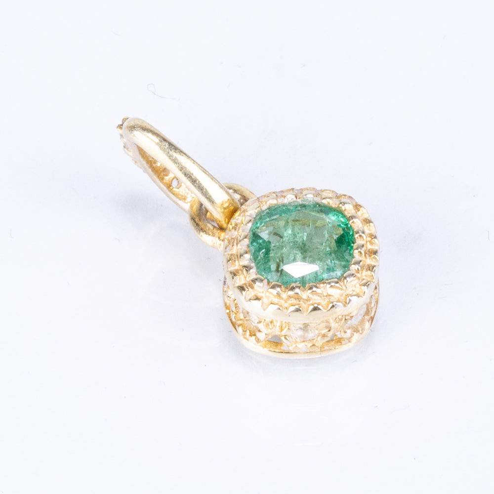 Zawieszka srebrna pozłacana z brazylijskim szmaragdem i białym topazem 6 