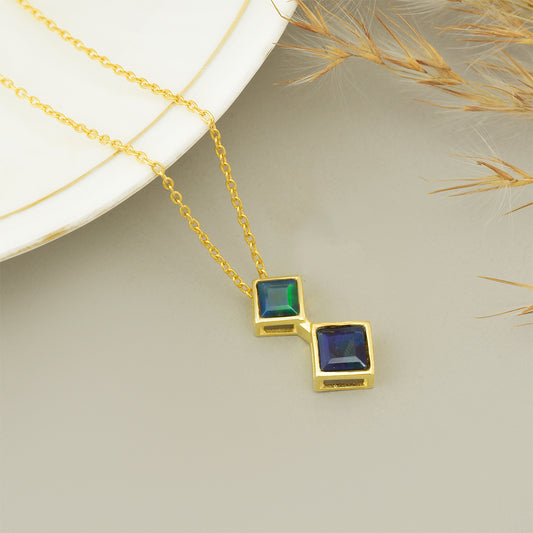 Naszyjnik srebrny pozłacany z opalem etiopskim