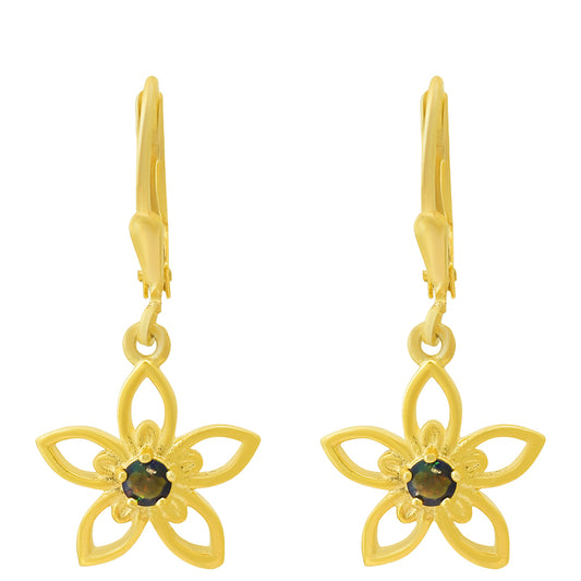 Kolczyki srebrne pozłacane z opalem etiopskim