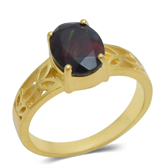 Pierścionek srebrny pozłacany z opalem etiopskim