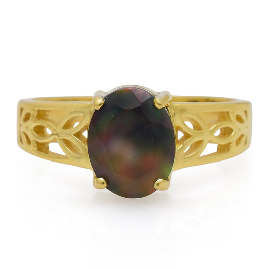 Pierścionek srebrny pozłacany z opalem etiopskim