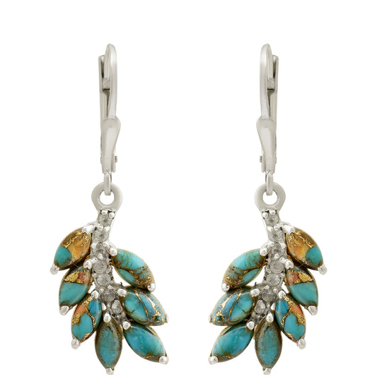 Kolczyki ze srebra próbe 925 z turkusem Oyster i białym topazem