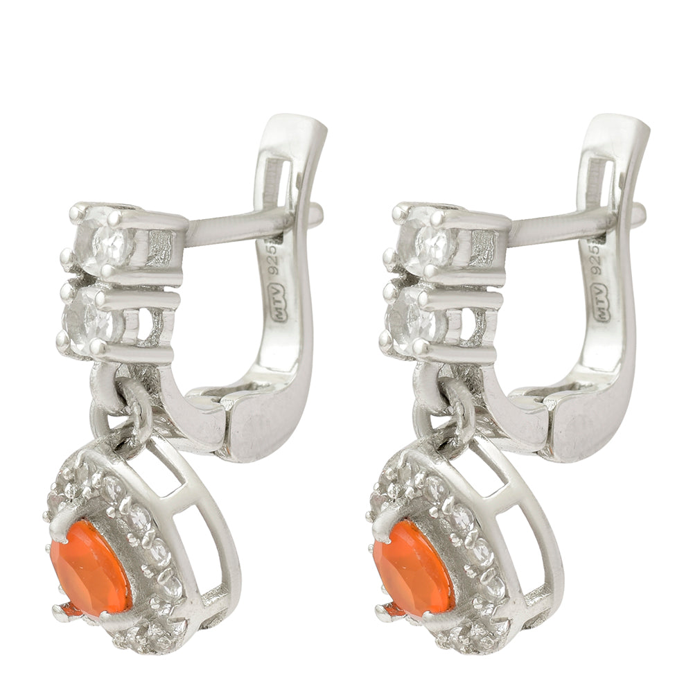 Kolczyki ze srebra próbe 925 z czerwonym agatem i białym topazem