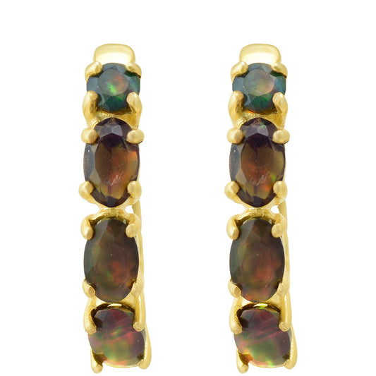 Kolczyki srebrne pozłacane z opalem etiopskim