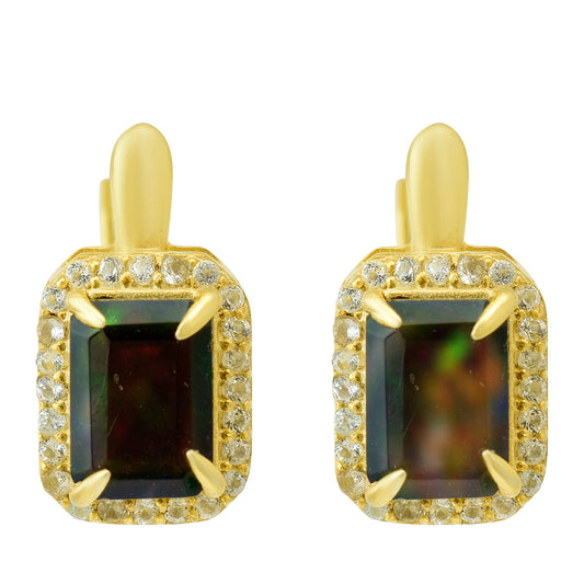 Kolczyki srebrne pozłacane z opalem etiopskim