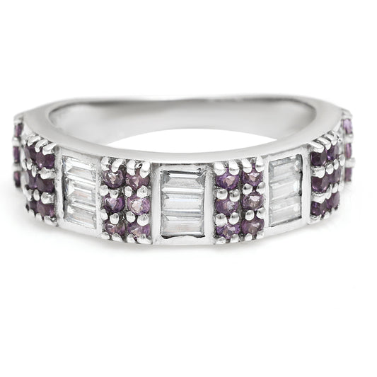 Pierścionek ze srebra próby 925 z brazylijskim ametystem i białym topazem