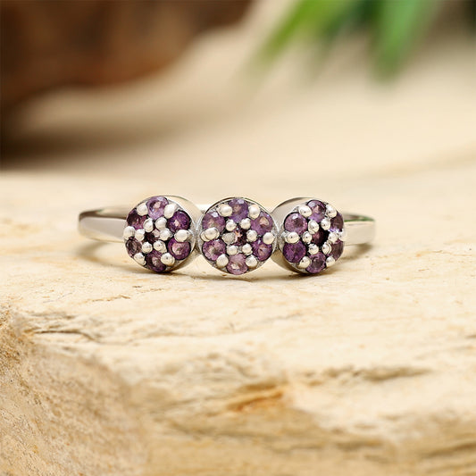 Pierścionek ze srebra próby 925 z brazylijskim ametystem