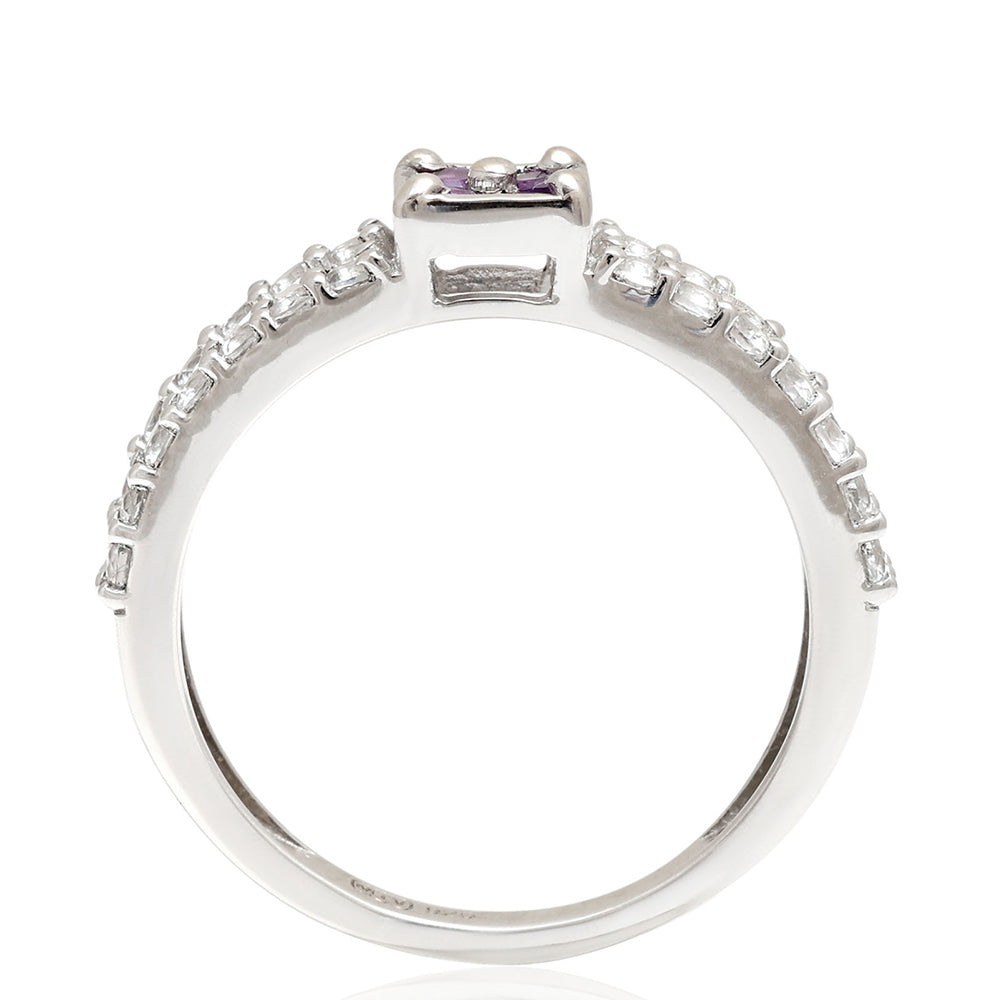 Pierścionek ze srebra próby 925 z brazylijskim ametystem i białym topazem