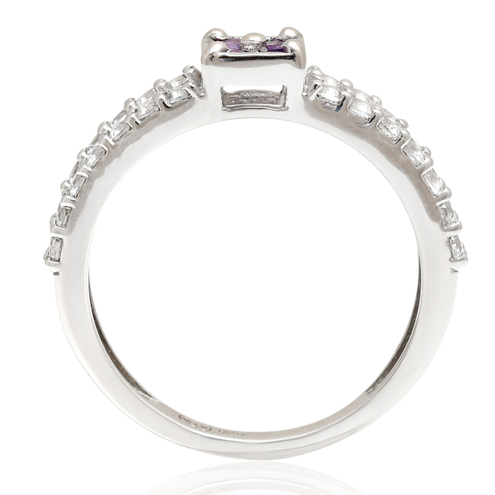 Pierścionek ze srebra próby 925 z brazylijskim ametystem i białym topazem