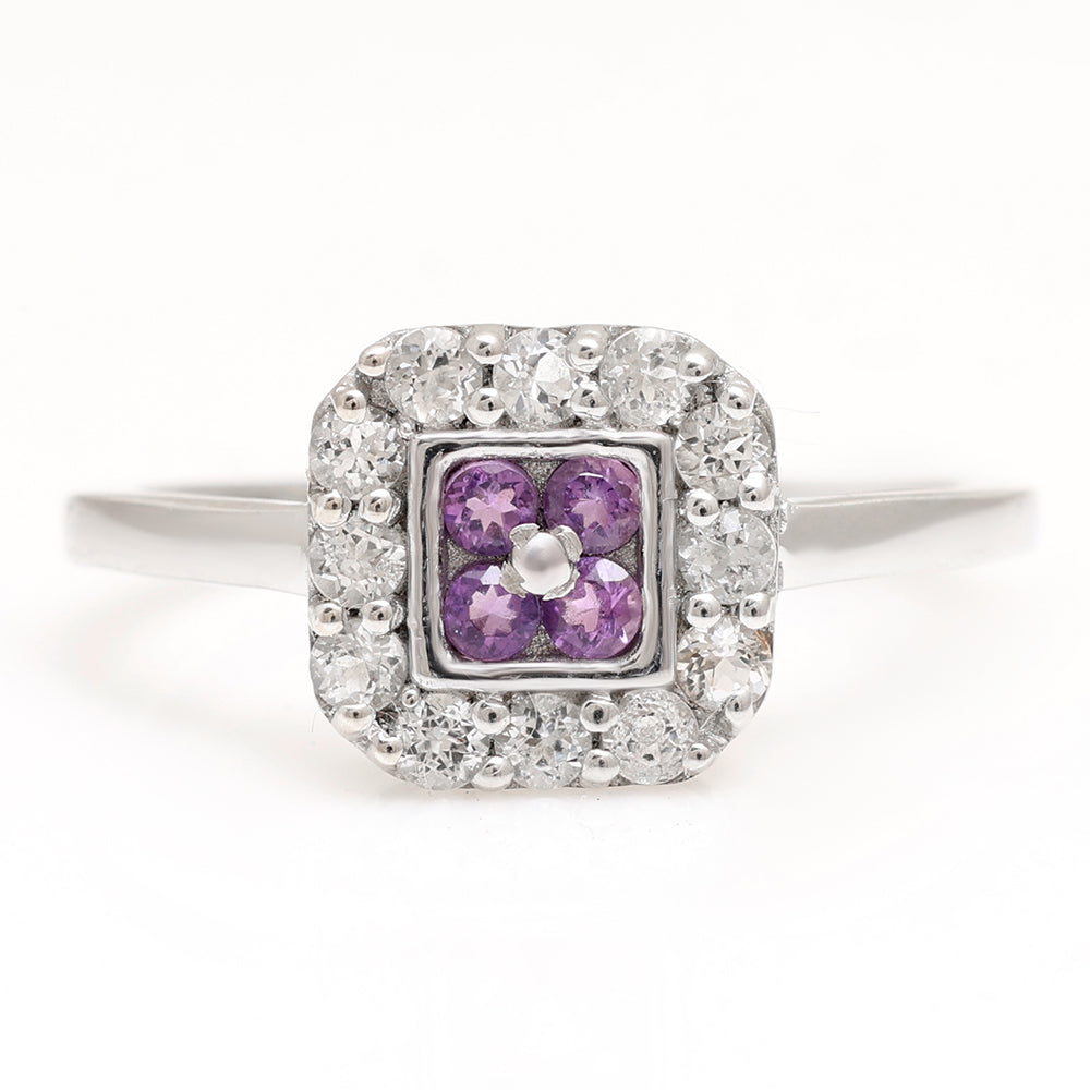 Pierścionek ze srebra próby 925 z brazylijskim ametystem i białym topazem 1 