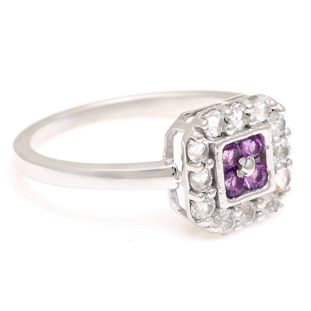 Pierścionek ze srebra próby 925 z brazylijskim ametystem i białym topazem 4 