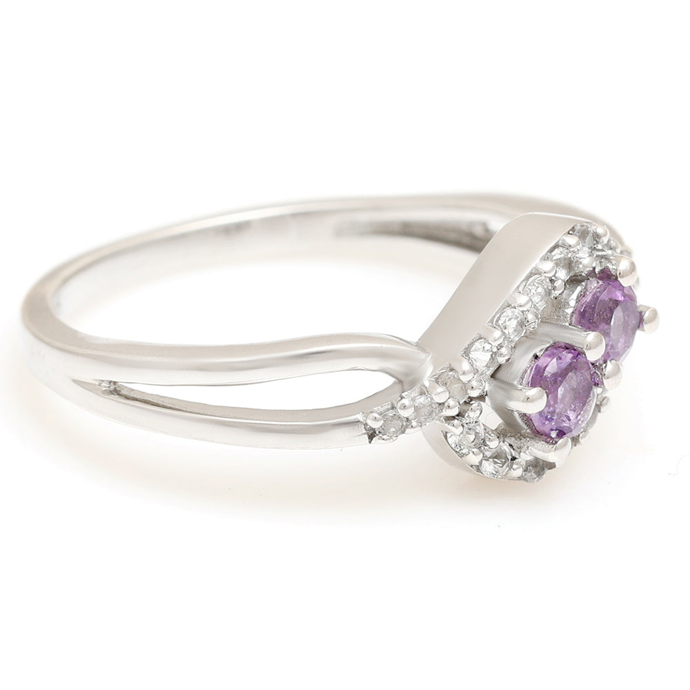 Pierścionek ze srebra próby 925 z brazylijskim ametystem i białym topazem 3 