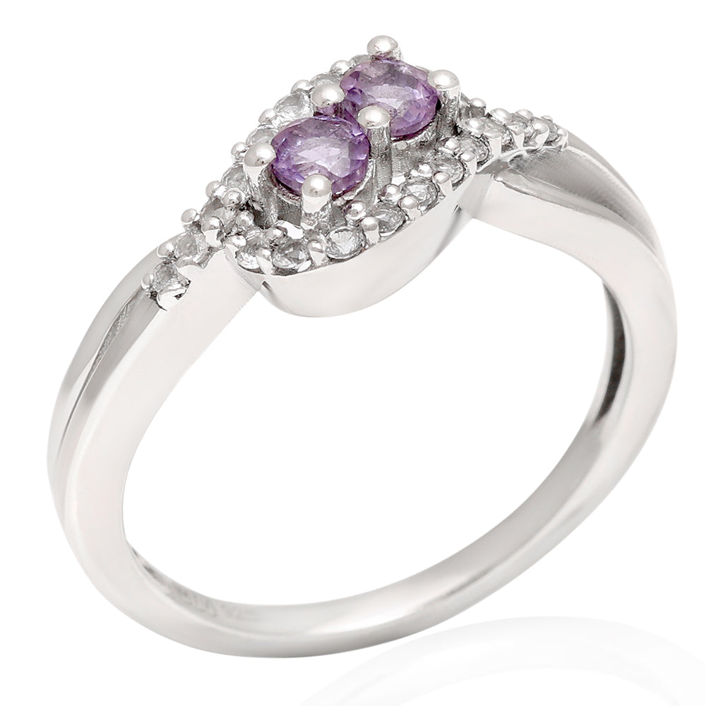 Pierścionek ze srebra próby 925 z brazylijskim ametystem i białym topazem 4 