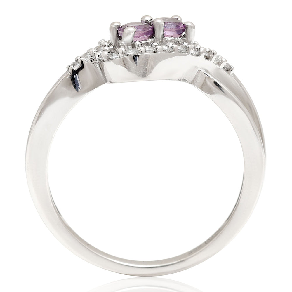 Pierścionek ze srebra próby 925 z brazylijskim ametystem i białym topazem