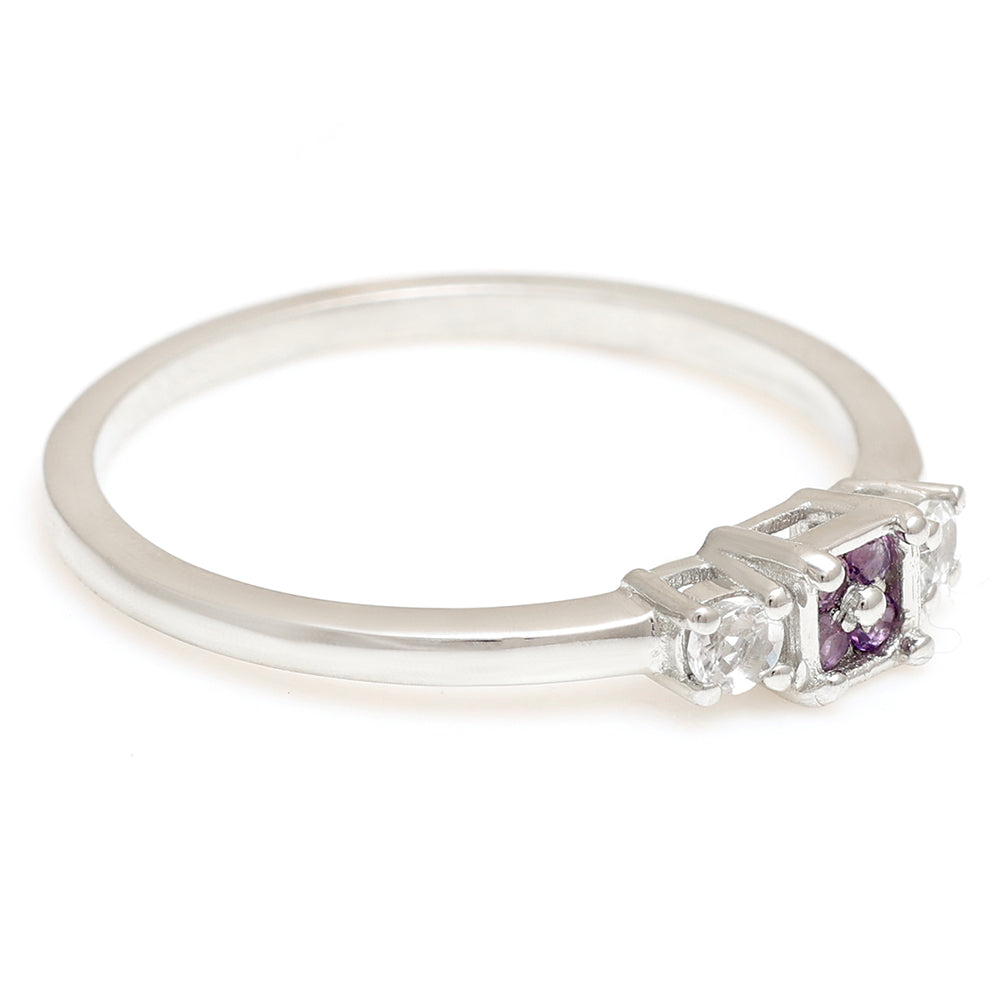 Pierścionek ze srebra próby 925 z brazylijskim ametystem i białym topazem 9 