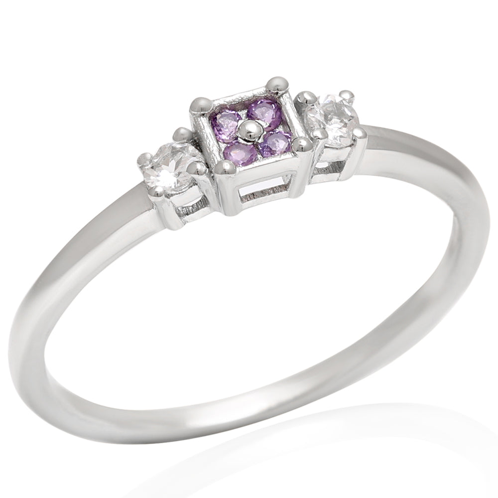 Pierścionek ze srebra próby 925 z brazylijskim ametystem i białym topazem