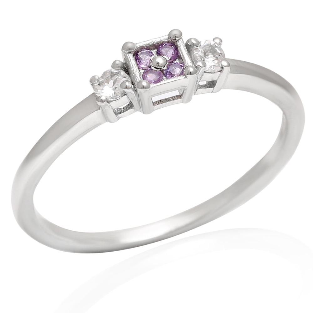 Pierścionek ze srebra próby 925 z brazylijskim ametystem i białym topazem