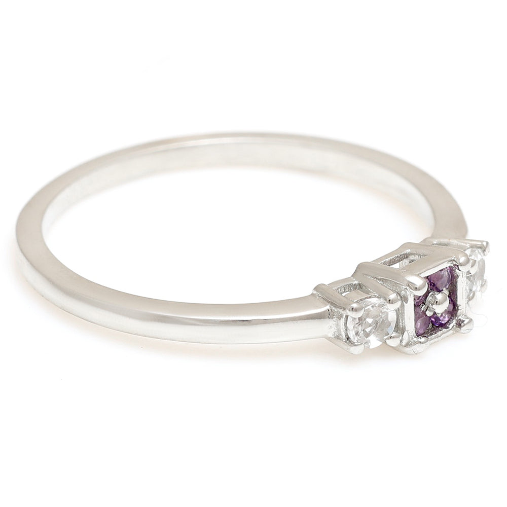Pierścionek ze srebra próby 925 z brazylijskim ametystem i białym topazem
