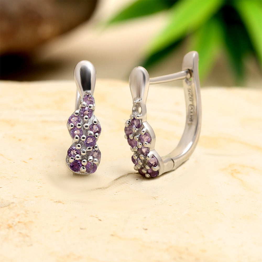 Kolczyki ze srebra próbe 925 z brazylijskim ametystem