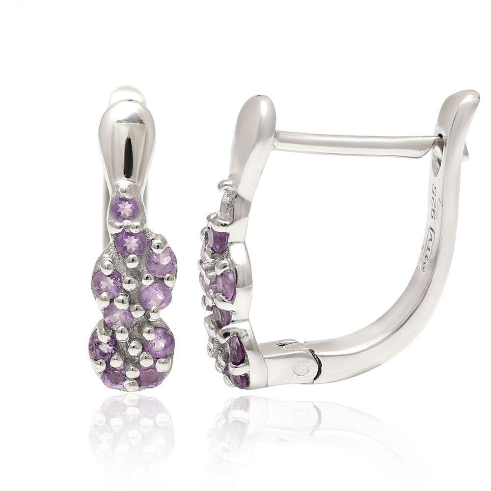 Kolczyki ze srebra próbe 925 z brazylijskim ametystem