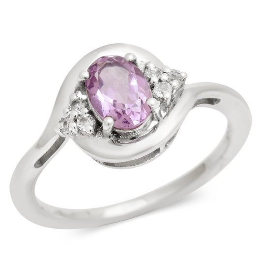 Pierścionek ze srebra próby 925 z brazylijskim ametystem i białym topazem