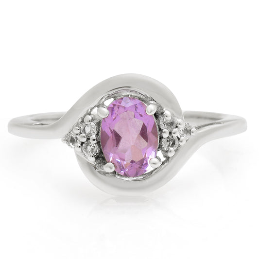 Pierścionek ze srebra próby 925 z brazylijskim ametystem i białym topazem