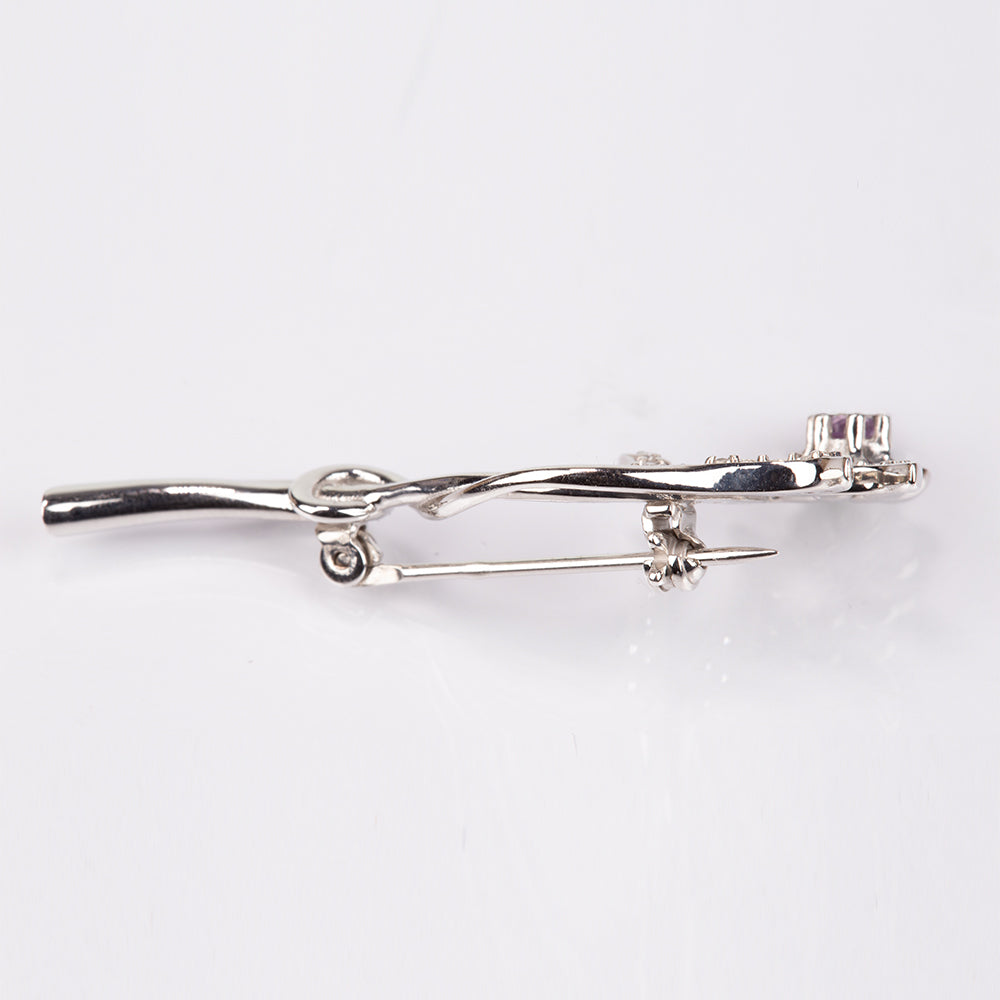 Broszka ze srebra próby 925 z brazylijskim ametystem i białym topazem 3 