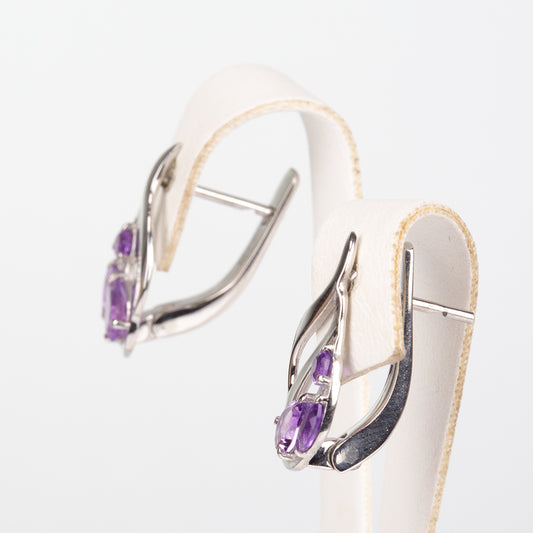 Kolczyki ze srebra próbe 925 z brazylijskim ametystem
