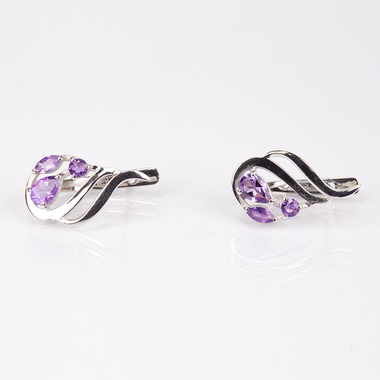 Kolczyki ze srebra próbe 925 z brazylijskim ametystem