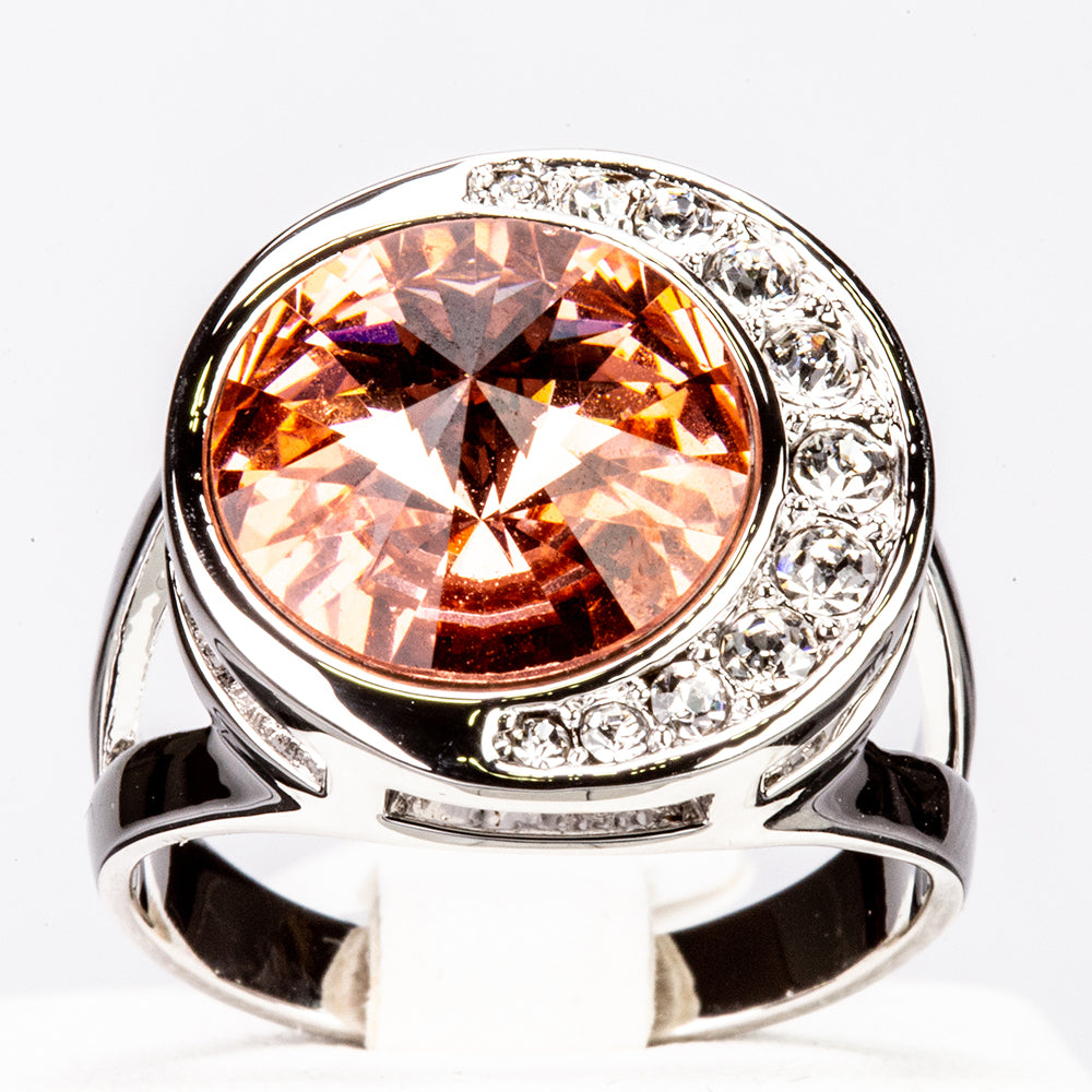 Pierścionek pozłacany z czerwonym kryształem emporia® 1 