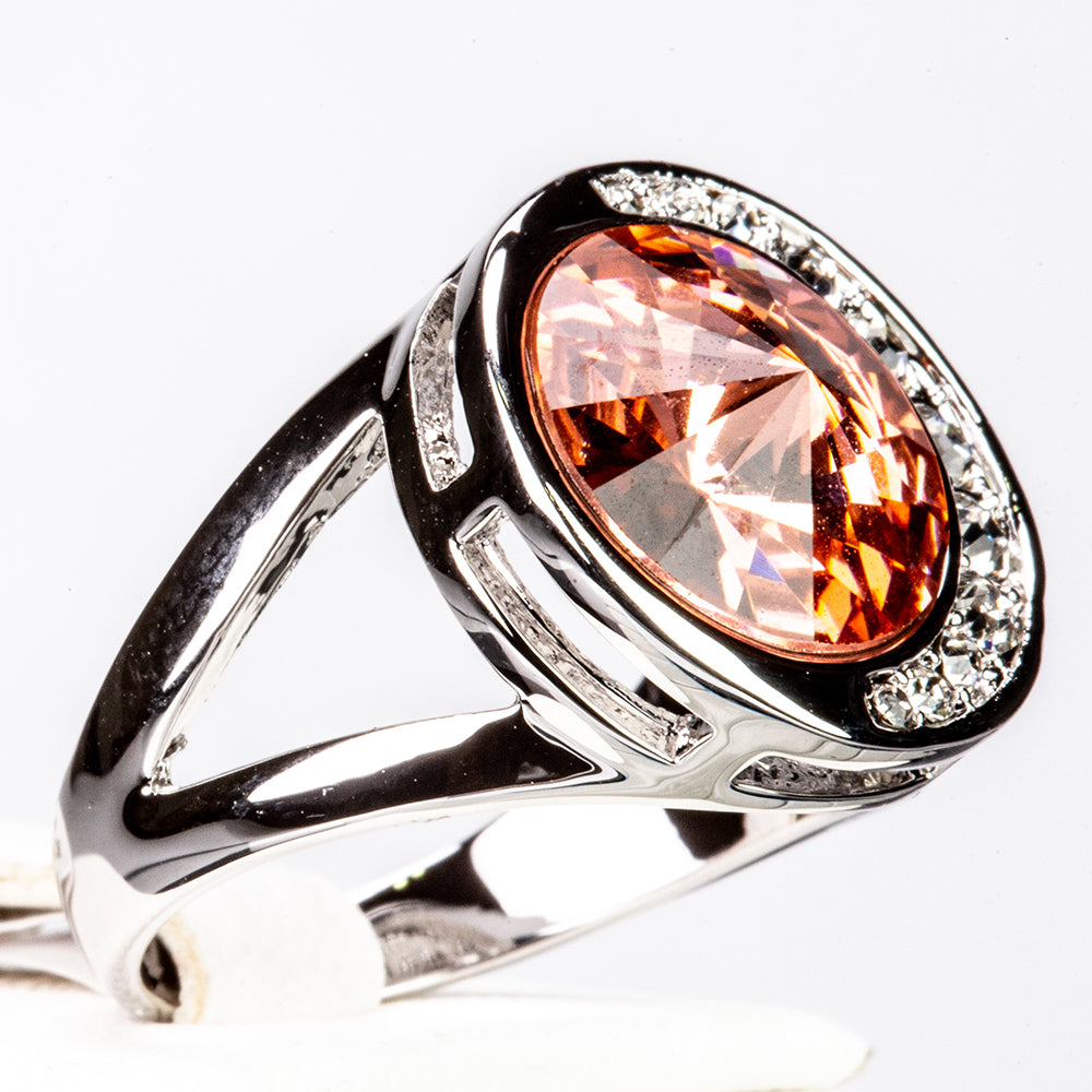 Pierścionek pozłacany z czerwonym kryształem emporia® 2 