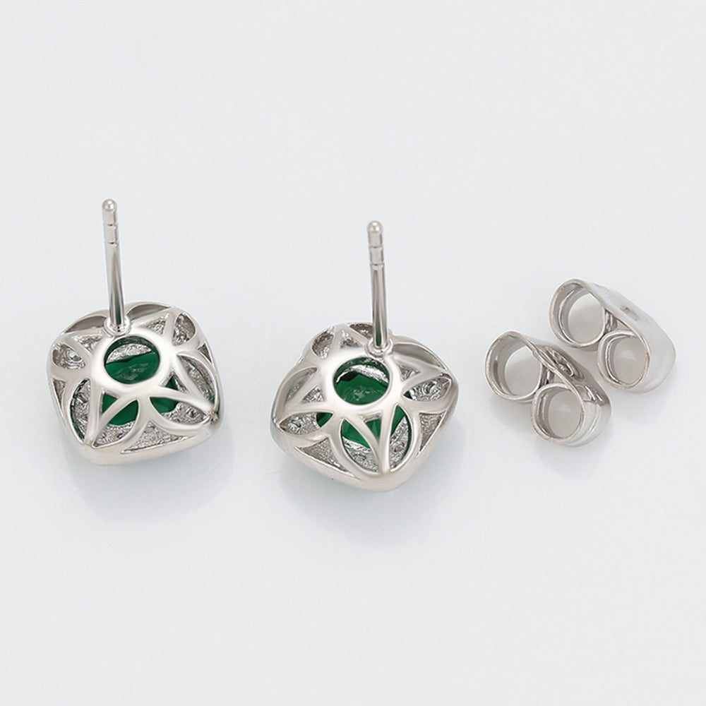 Kolczyki pozłacane z zielonym kryształem emporia® i białym kryształem emporia® 4 