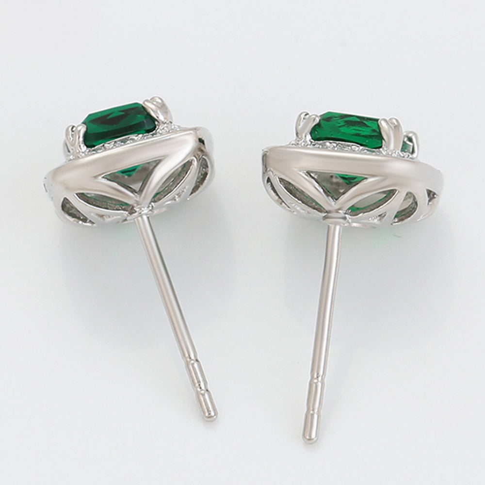 Kolczyki pozłacane z zielonym kryształem emporia® i białym kryształem emporia® 6 